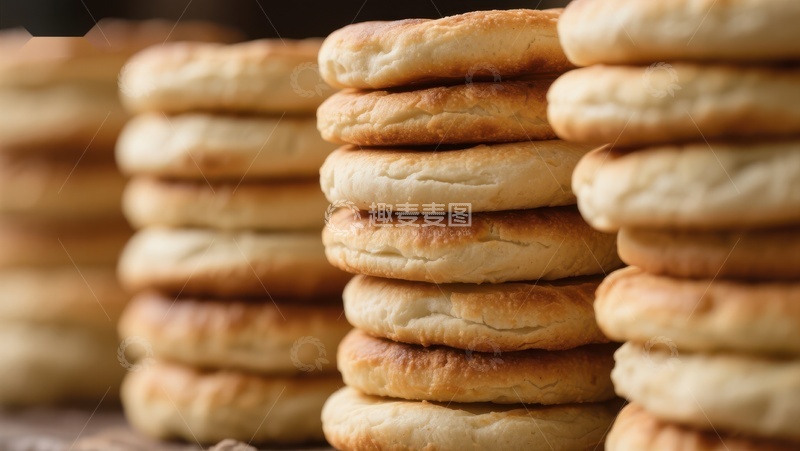 高清大图下载【趣麦麦图】-金黄酥脆的面包堆叠