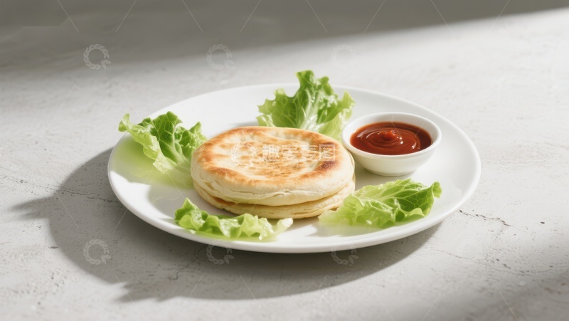 高清大图下载【趣麦麦图】煎饼配生菜与酱料