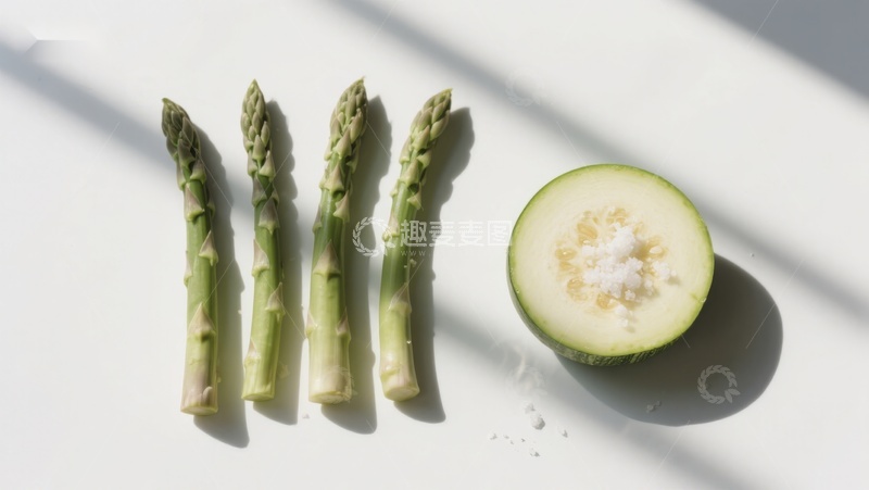 高清大图下载【趣麦麦图】芦笋与西葫芦切片静物