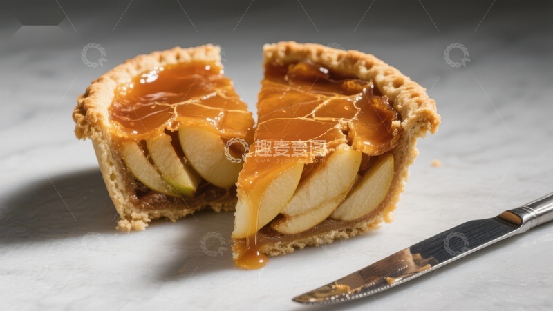 高清大图下载【趣麦麦图】焦糖苹果挞，甜蜜与酥脆的完美结合