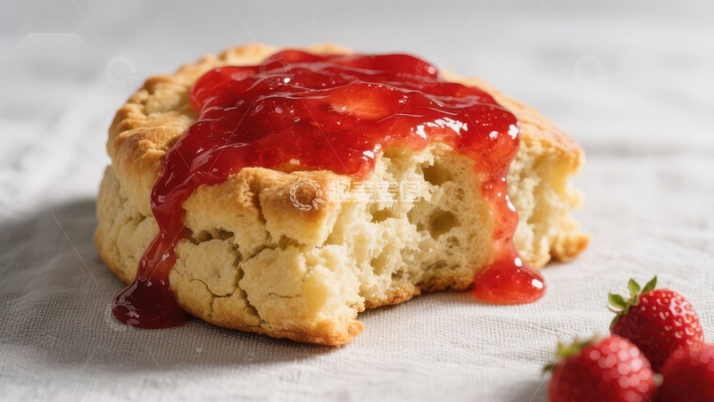 高清大图下载【趣麦麦图】草莓酱淋面的松饼