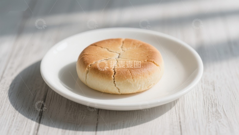 高清大图下载【趣麦麦图】简单面包置于白色盘中