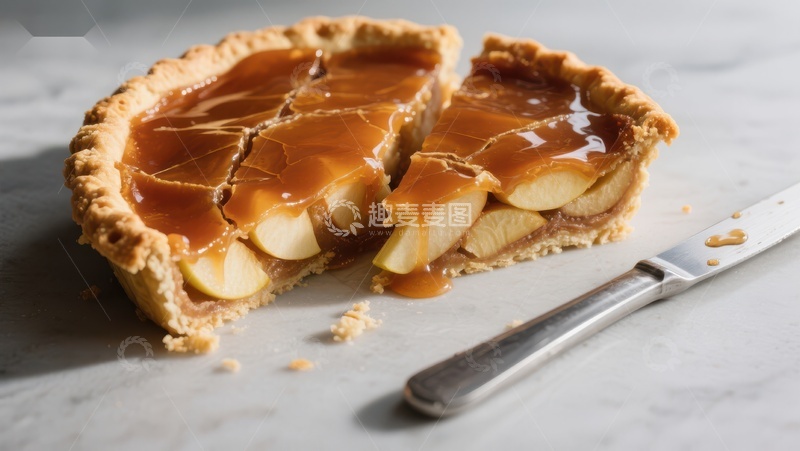 高清大图下载【趣麦麦图】焦糖苹果挞，切片展示