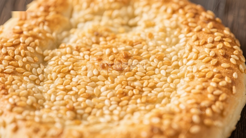 高清大图下载【趣麦麦图】金黄芝麻烧饼特写