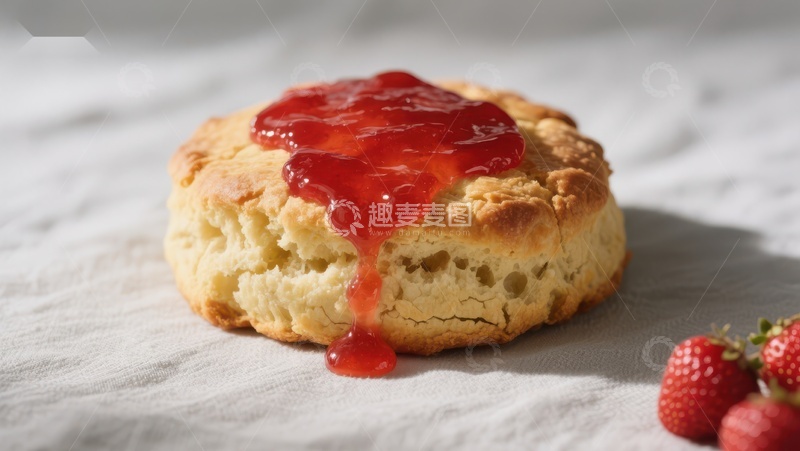 高清大图下载【趣麦麦图】草莓酱淋面的松饼