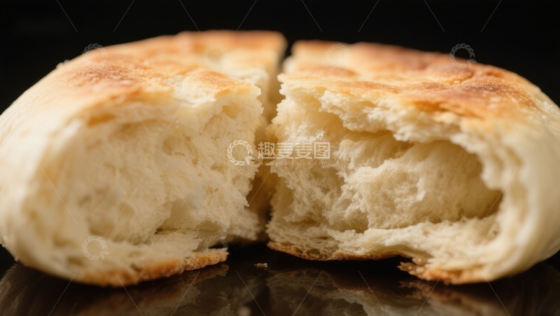 高清大图下载【趣麦麦图】新鲜面包特写，柔软内部与金黄外皮