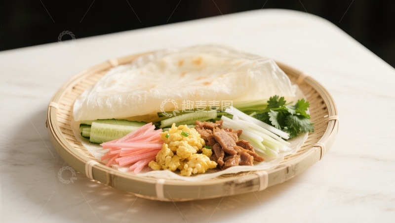 高清大图下载【趣麦麦图】中式卷饼配菜，清新美味