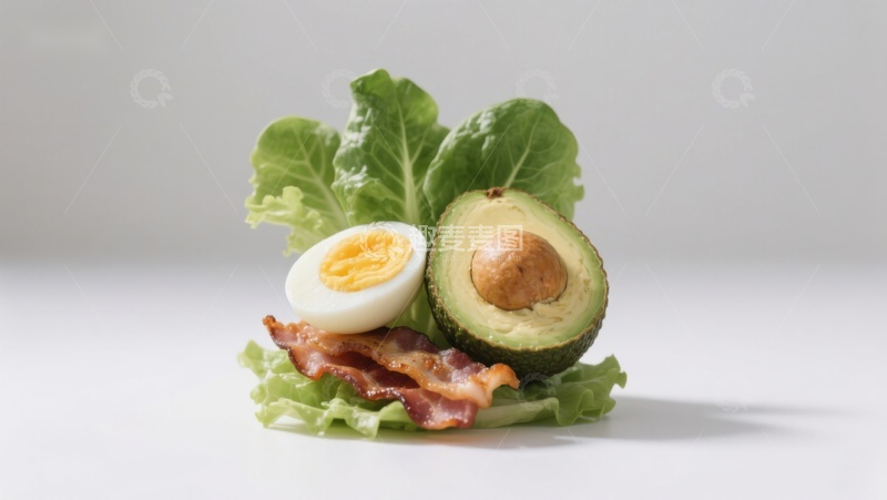 高清大图下载【趣麦麦图】牛油果鸡蛋培根沙拉