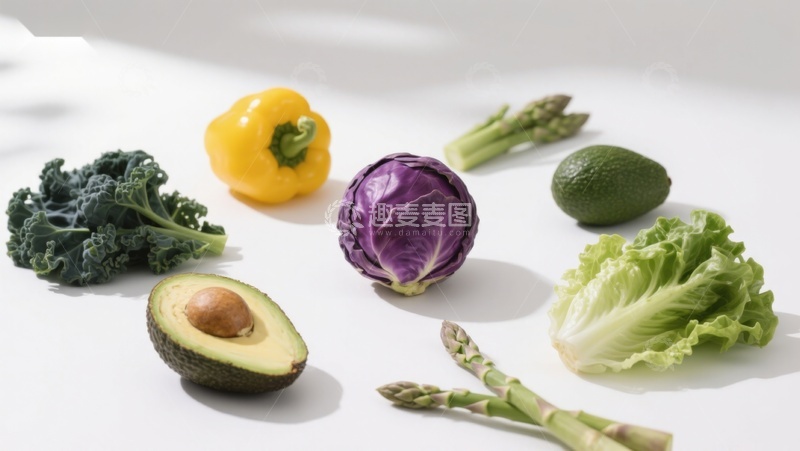 高清大图下载【趣麦麦图】新鲜蔬菜与水果静物展示