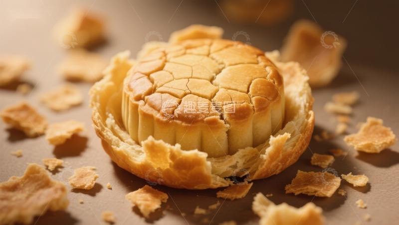 高清大图下载【趣麦麦图】精致糕点特写，层次分明的酥皮