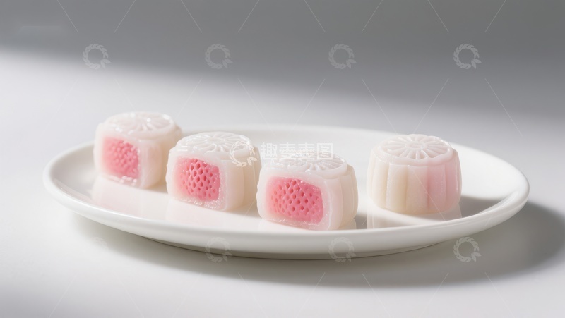 高清大图下载【趣麦麦图】精致糕点排列于白色盘中