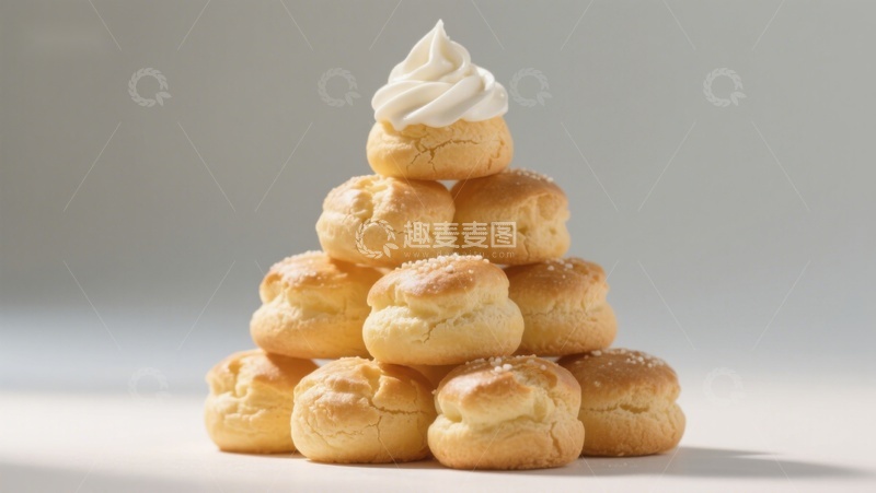 高清大图下载【趣麦麦图】奶油泡芙金字塔