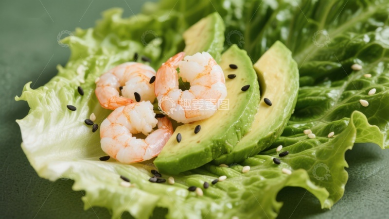 高清大图下载【趣麦麦图】虾仁牛油果生菜沙拉