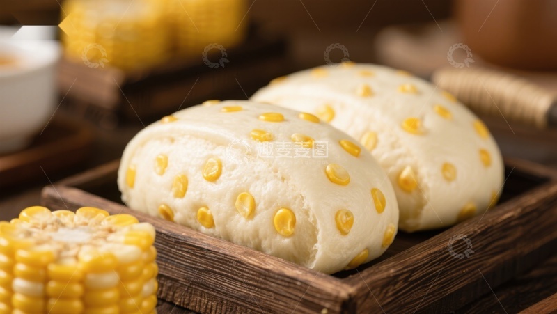 高清大图下载【趣麦麦图】玉米点缀的馒头，美味健康