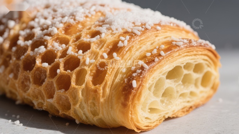 高清大图下载【趣麦麦图】酥脆蜂巢糕点，撒上糖粉