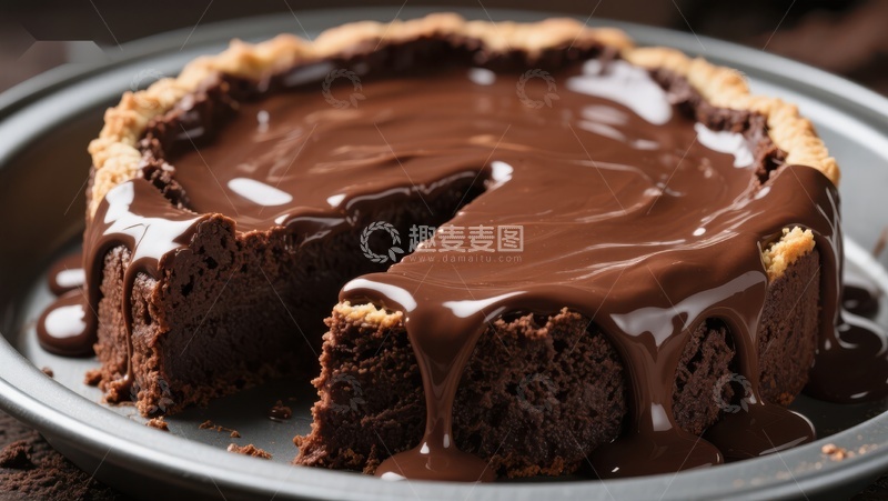 高清大图下载【趣麦麦图】浓郁巧克力蛋糕，丝滑流心
