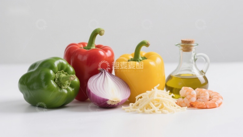 高清大图下载【趣麦麦图】新鲜蔬菜与海鲜食材组合