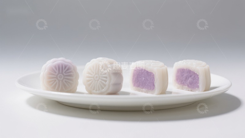 高清大图下载【趣麦麦图】四种口味的月饼展示