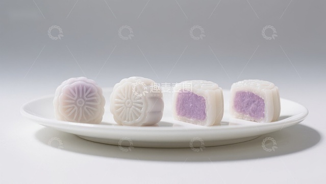 四种口味的月饼展示