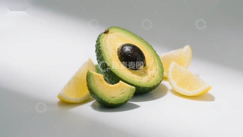 高清大图下载【趣麦麦图】切开的牛油果与柠檬片