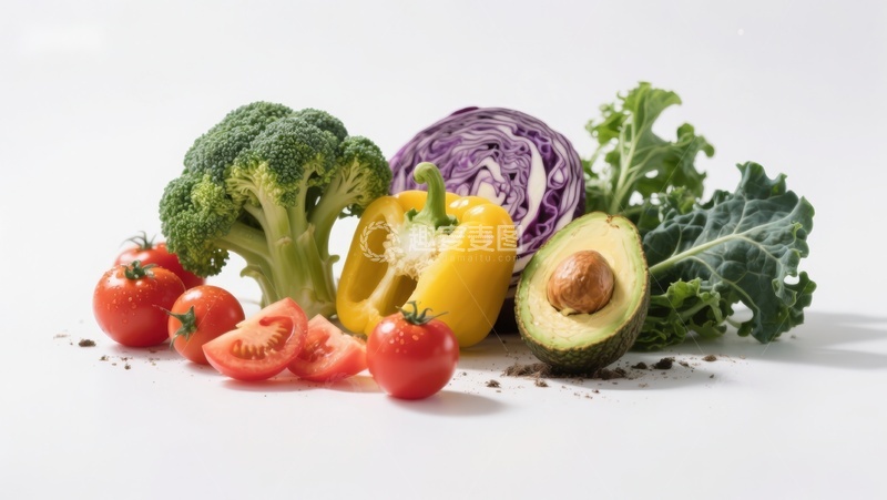 高清大图下载【趣麦麦图】新鲜蔬菜与水果组合展示