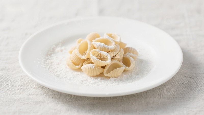 高清大图下载【趣麦麦图】白色盘中的贝壳意面