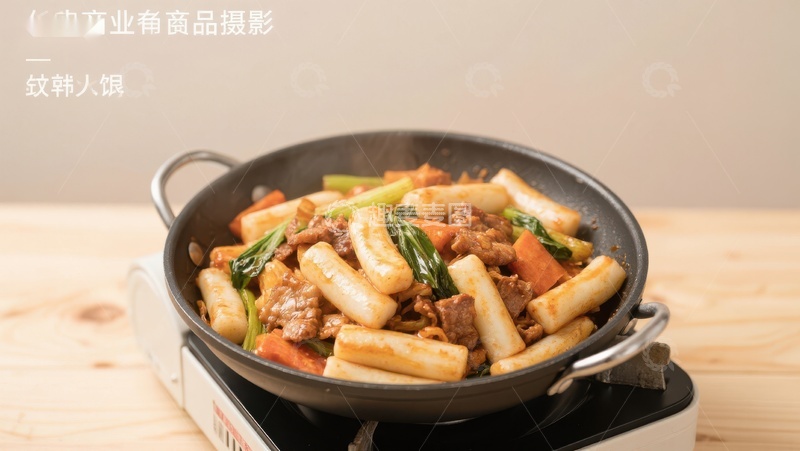 高清大图下载【趣麦麦图】韩式炒年糕与牛肉的美味组合