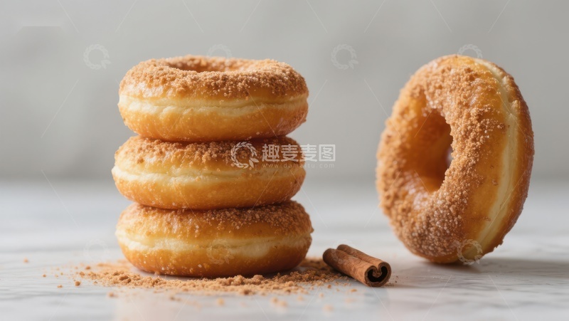 高清大图下载【趣麦麦图】糖霜甜甜圈与肉桂棒