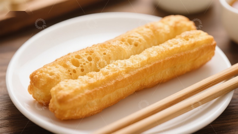 高清大图下载【趣麦麦图】金黄油条配筷子，传统早餐