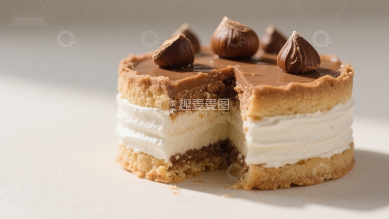 高清大图下载【趣麦麦图】切开的奶油巧克力蛋糕