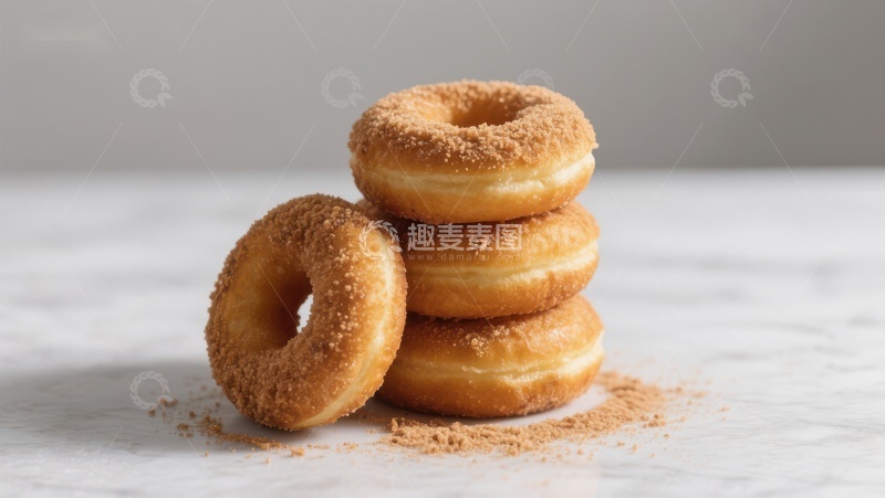高清大图下载【趣麦麦图】糖粉甜甜圈堆叠