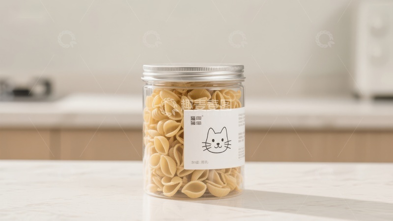 高清大图下载【趣麦麦图】透明罐装的意面在厨房台面上