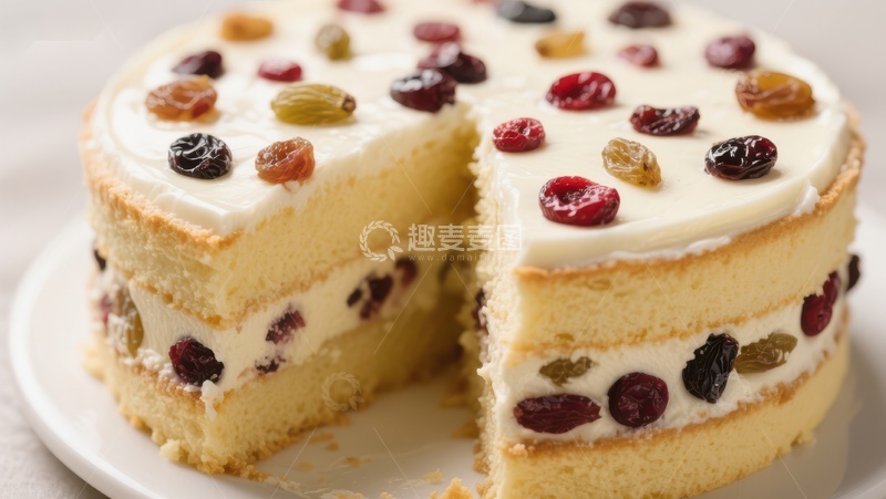 高清大图下载【趣麦麦图】奶油蛋糕配干果装饰