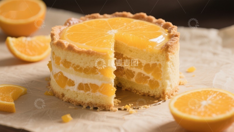 高清大图下载【趣麦麦图】橙香果冻蛋糕切片展示