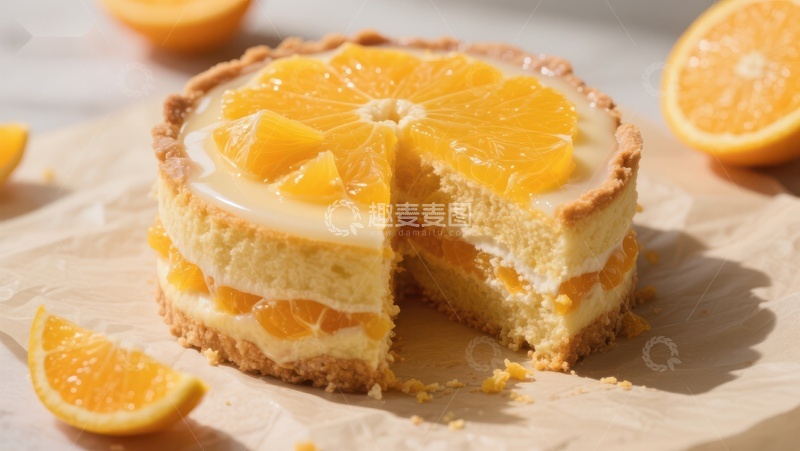 高清大图下载【趣麦麦图】橙香奶油蛋糕切片展示