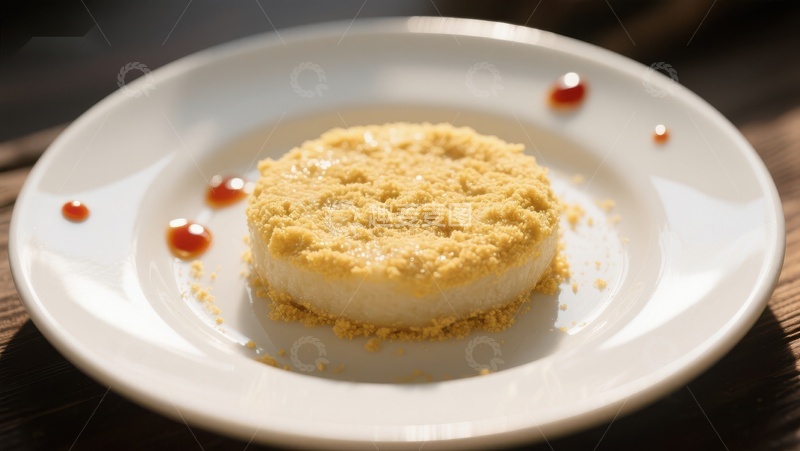 高清大图下载【趣麦麦图】精致甜点：面包屑装饰的圆形糕点