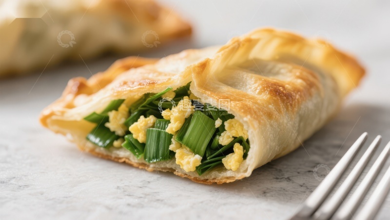 高清大图下载【趣麦麦图】金黄酥皮蛋饺，内馅鲜香