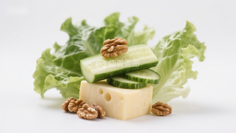 高清大图下载【趣麦麦图】奶酪黄瓜核桃生菜组合