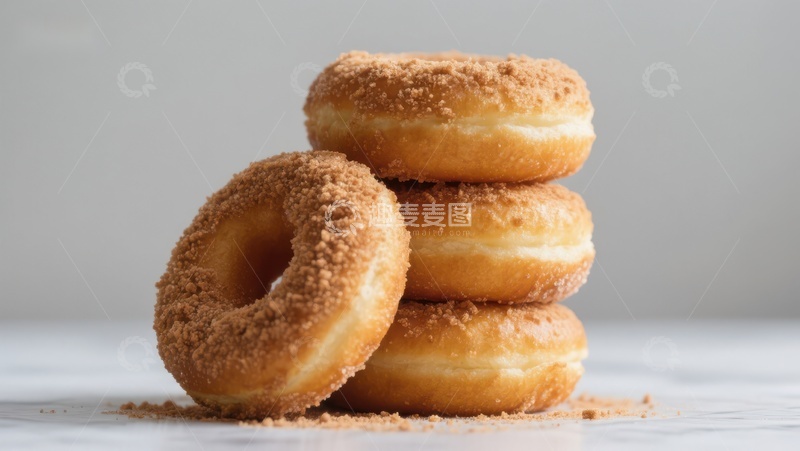 高清大图下载【趣麦麦图】四只糖霜甜甜圈叠放