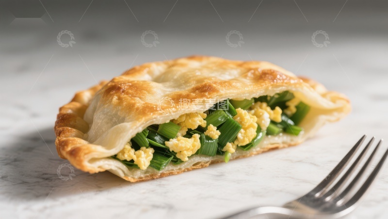 高清大图下载【趣麦麦图】金黄酥皮蛋饼，内馅青葱鸡蛋