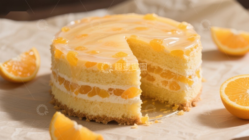 高清大图下载【趣麦麦图】橙香奶油蛋糕切片展示