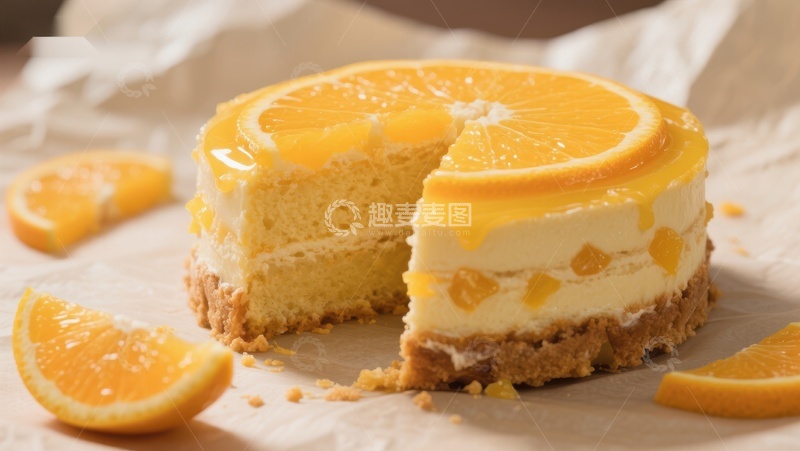 高清大图下载【趣麦麦图】橙香奶油蛋糕，清新美味