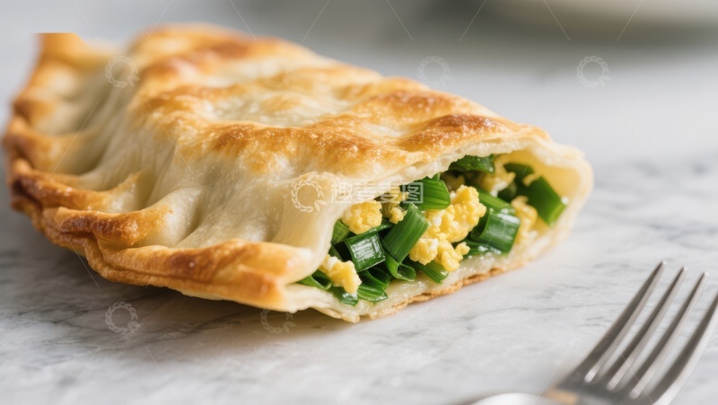 高清大图下载【趣麦麦图】金黄酥皮蛋饼，内馅鲜嫩