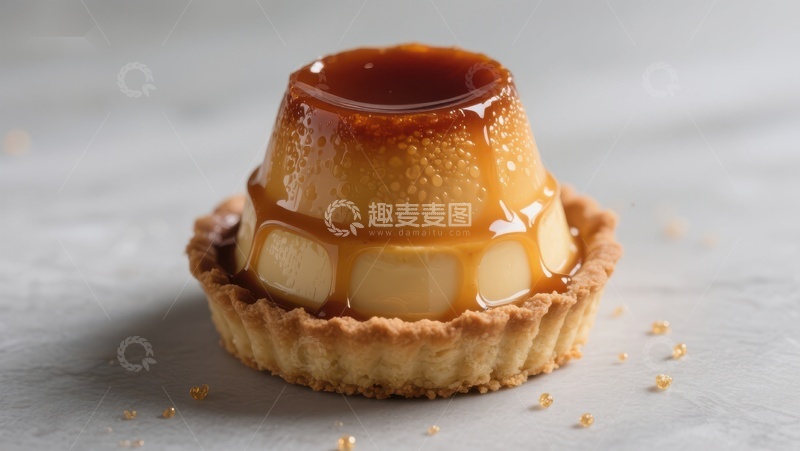 高清大图下载【趣麦麦图】焦糖布丁挞，甜品特写