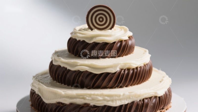 高清大图下载【趣麦麦图】三层巧克力奶油蛋糕