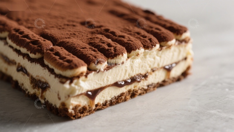 高清大图下载【趣麦麦图】经典提拉米苏蛋糕切片