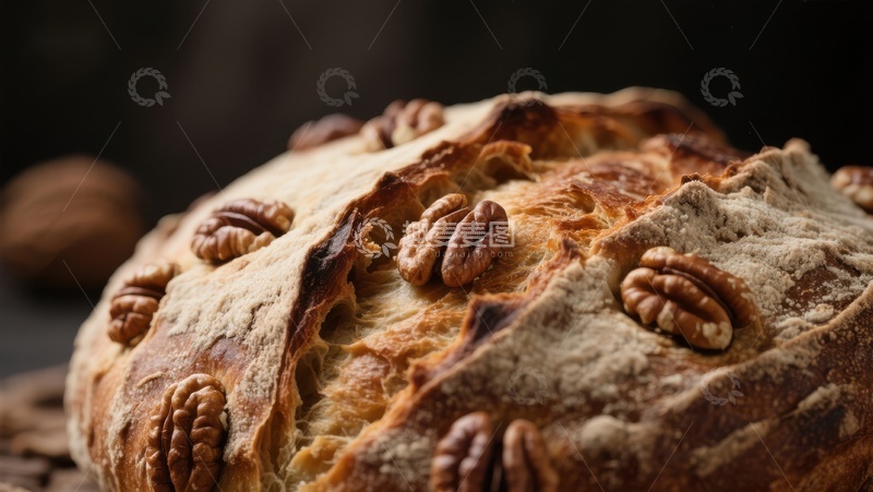 核桃点缀的全麦面包