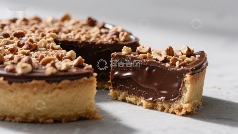 高清大图下载【趣麦麦图】巧克力坚果馅饼特写