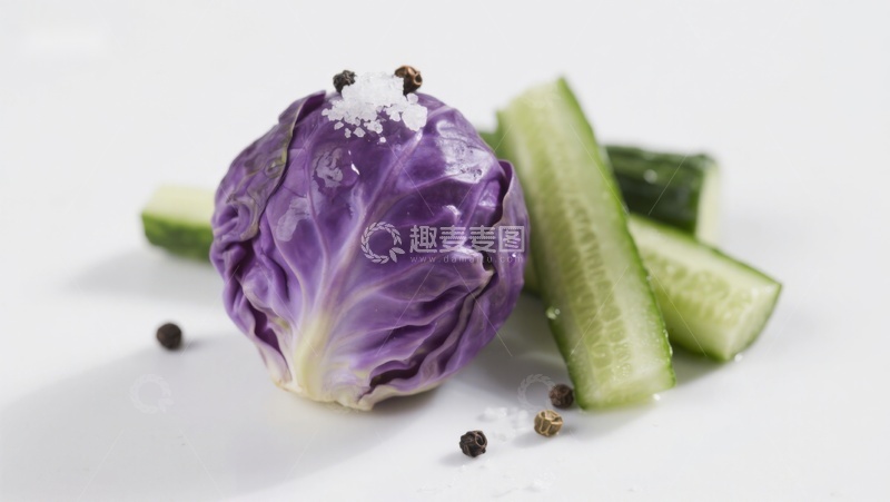 高清大图下载【趣麦麦图】紫甘蓝与黄瓜切片静物