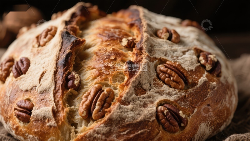 核桃点缀的全麦面包